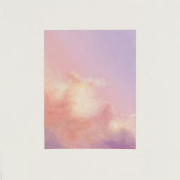 pastel pink cloudy sky, splashes of yellow.