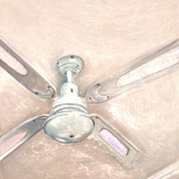 A coloured drawing of a white ceiling fan.